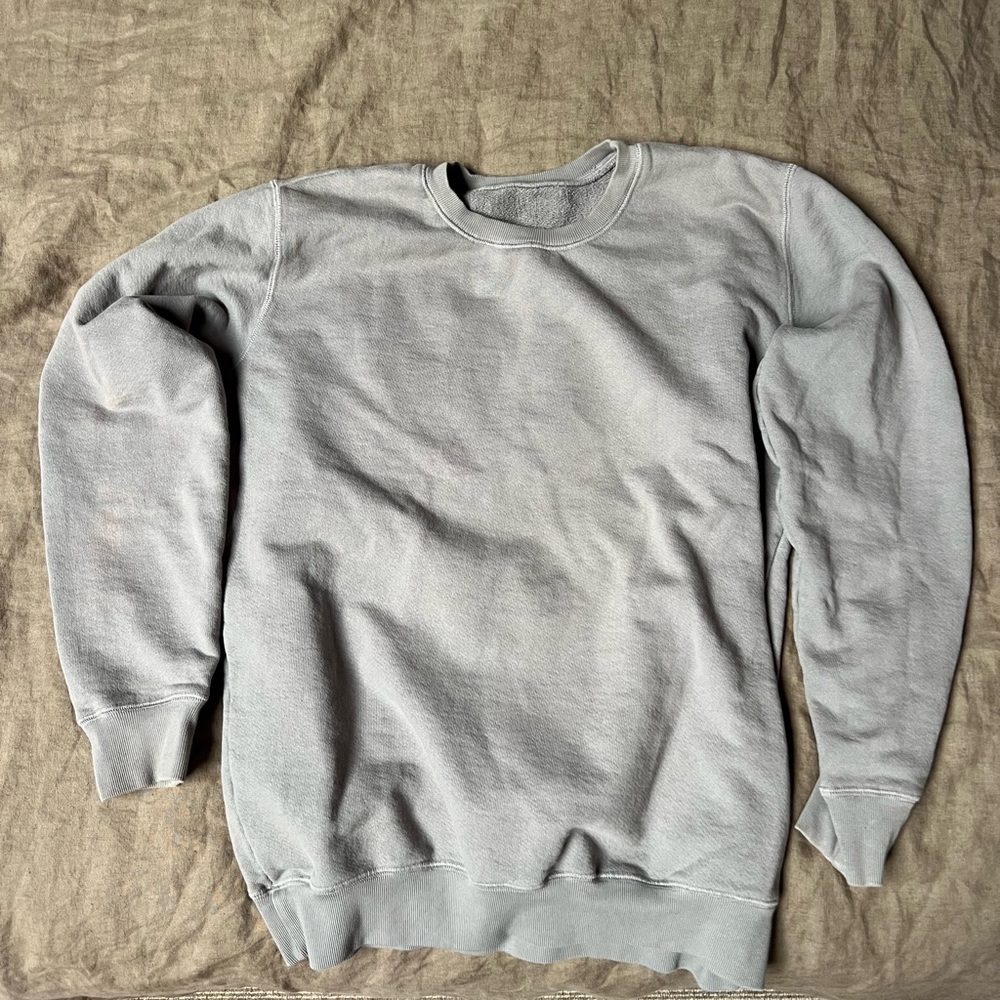 Standard Issue: Gray Crewneck Sweater with Long Sleeves and Ribbed Cuffs